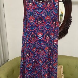 Loft Elegant Blue and Red Paisley Dress
